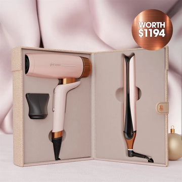 NEW GHD Deluxe Hair Dryer and Straightener GIFT SET IN CASHMERE BEIGE