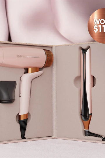 NEW GHD Deluxe Hair Dryer & Straightener Gift Set in Cashmere Beige