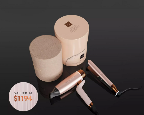 NEW GHD DELUXE HAIR DRYER AND STRAIGHTENER GIFT SET IN CASHMERE BEIGE