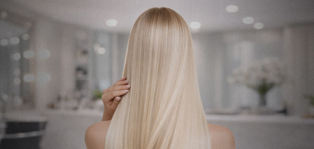 Woman with long and blonde hair